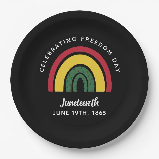 Celebrating Freedom Day Juneteenth 1895 Rainbow Paper Plate (Front)