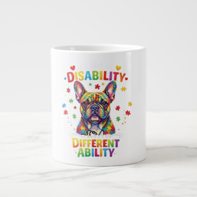 Celebrating French Bulldog Neurodiversity: Autism  Large Coffee Mug (Front)