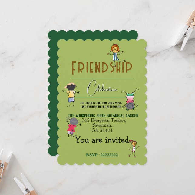 Celebrating friendship  invitation (Front/Back In Situ)