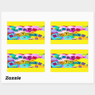 Celebrating Happy Birthday Rectangular Sticker