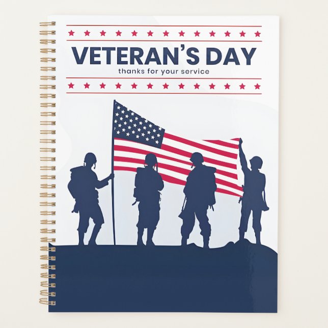 Celebrating Heroes of America – Veterans Day 2025 Planner (Front)
