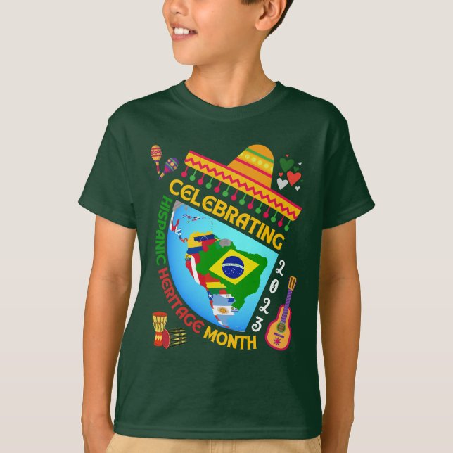Celebrating HISPANIC HERITAGE MONTH Unisex Kids T-Shirt (Front)