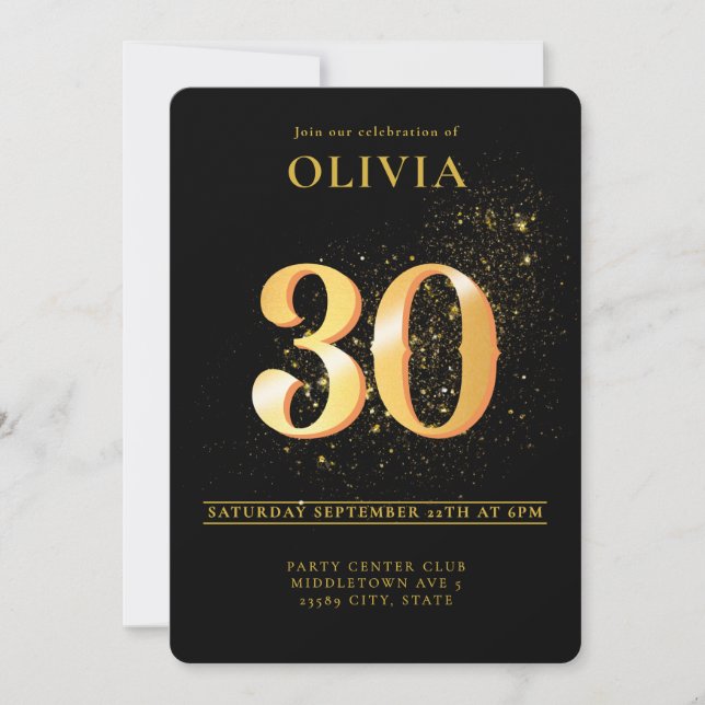 Celebrating in Glam 30th Birthday Invitation (Front)