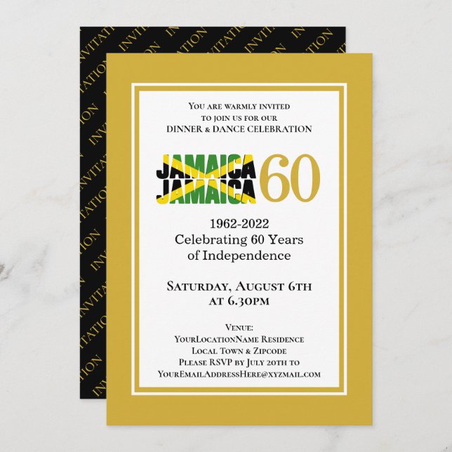Celebrating Jamaica 60th Anniversary Independence Invitation (Front/Back)