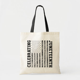 Celebrating Juneteenth Distressed American Flag Tote Bag