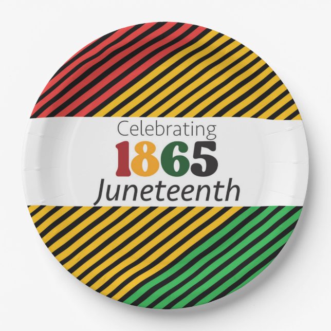 Celebrating Juneteenth Since 1865 Flag Pattern  Paper Plate (Front)