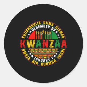 Celebrating Kwanzaa Kinara Principles Candles Pan  Classic Round Sticker