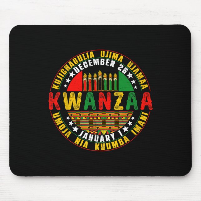 Celebrating Kwanzaa Kinara Principles Candles Pan  Mouse Pad (Front)