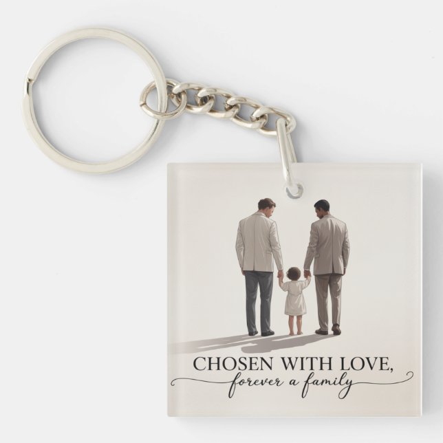 Celebrating LGBTQ two men becoming parents  Key Ring (Front)