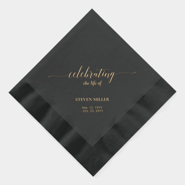 Celebrating Life | Elegant Script Memorial Funeral Foil Napkins (Right)