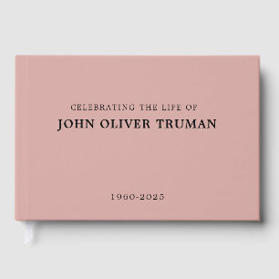 Celebrating Life of Personalised Memorial Pink Guest Book