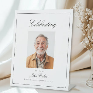 "Celebrating Life of" Photo Funeral Memorial  Pedestal Sign