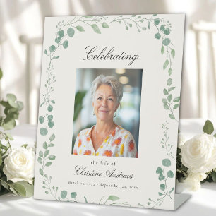 "Celebrating Life of" Photo Funeral Memorial  Pedestal Sign