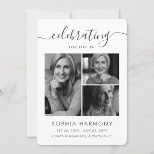 Celebrating Life Script Memorial Photo Program Card