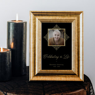 Celebrating Life Whimsical Script Photo Funeral Poster