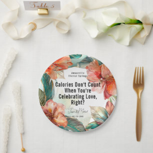❤️Celebrating Love, Hibiscus Serenade Paradise Paper Plate