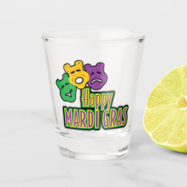 Celebrating Mardi Gras Carnival Shot Glass (Front)