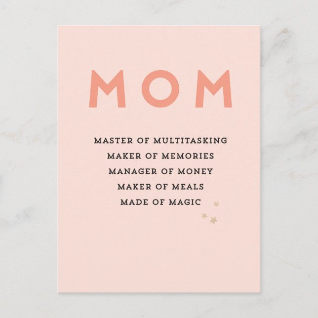 celebrating Mother MOM acronym cute funny Card (Front)
