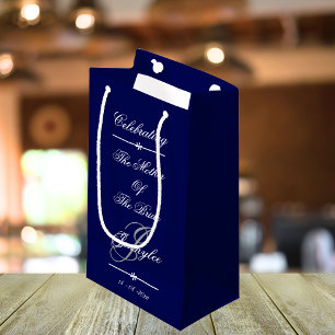Celebrating 'Mother Of The Bride' Custom Navy Small Gift Bag