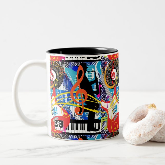 Celebrating Music Two-Tone Coffee Mug (With Donut)