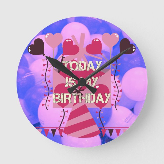 Celebrating My Joyous Birthday Blessings Round Clock (Front)