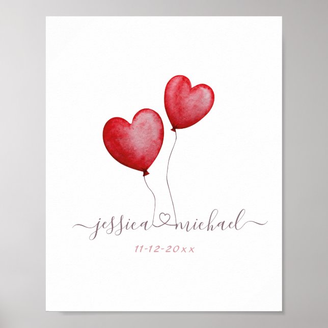 Celebrating Newlyweds Love Balloons Names and Date Poster (Front)
