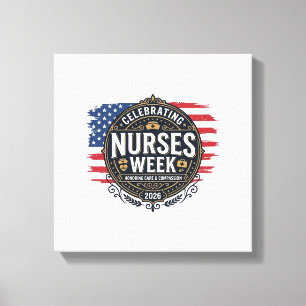 Celebrating Nurses Week 2026 Patriotic Vintage Des Canvas Print