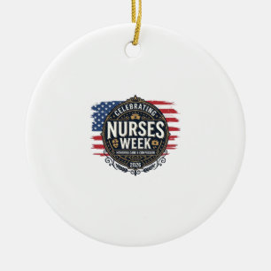 Celebrating Nurses Week 2026 Patriotic Vintage Des Ceramic Tree Decoration