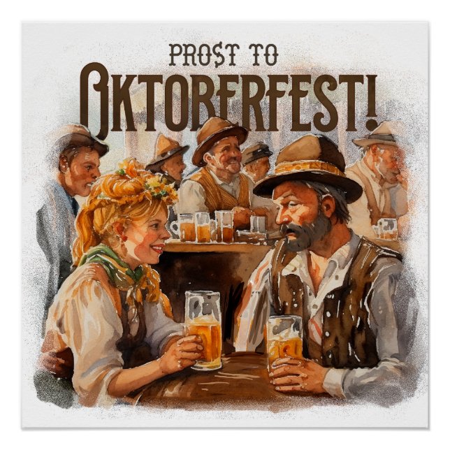 celebrating Oktoberfest by drinking bee Poster (Front)
