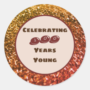 Celebrating One Hundred Years Young Birthday Party Classic Round Sticker