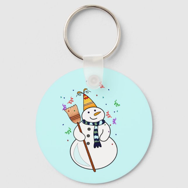 Celebrating Snowman Keychain (Front)