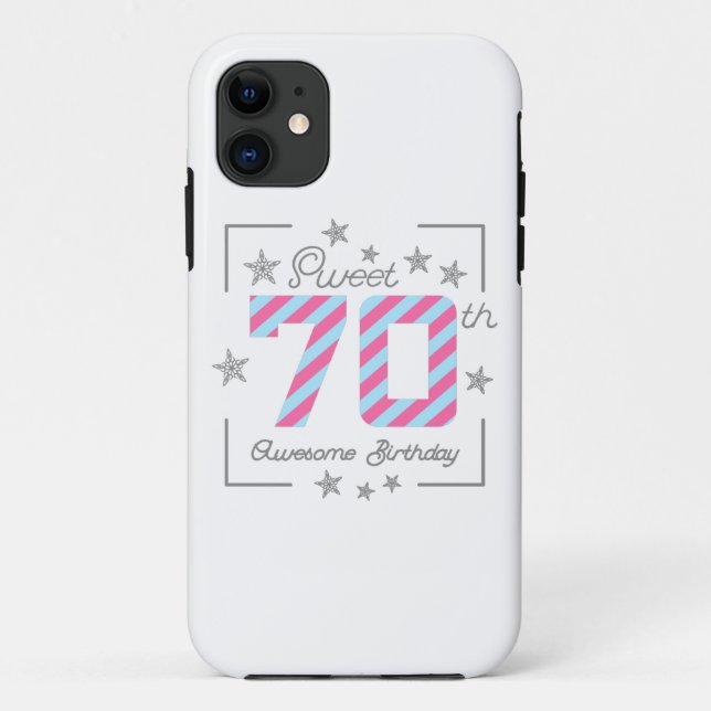 Celebrating Sweet 70th Awesome Birthday Case-Mate iPhone Case (Back)