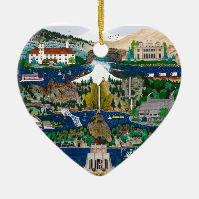 Celebrating the Columbia River Gorge Ceramic Tree Decoration (Front)