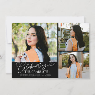 Celebrating the Graduate Black Multi Photo Announcement