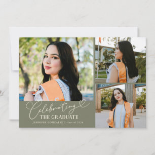 Celebrating the Graduate Sage Green Multi Photo Announcement
