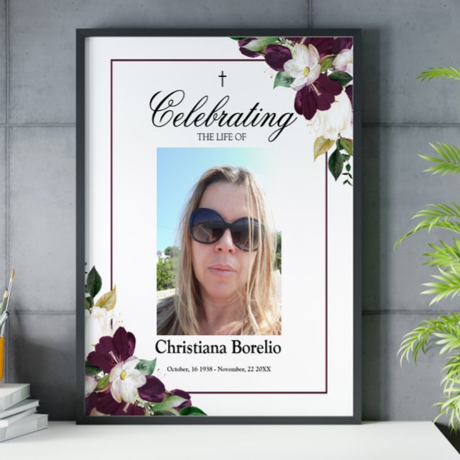 Celebrating the life 16x20 Floral Woman Funeral  P Poster (Creator Uploaded)