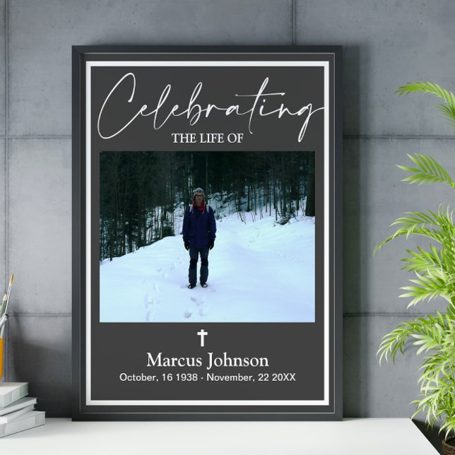 Celebrating the life 18x24 Dark Gray Funeral  Post Poster (Creator Uploaded)