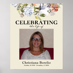 Celebrating the life Floral Woman Funeral  Poster