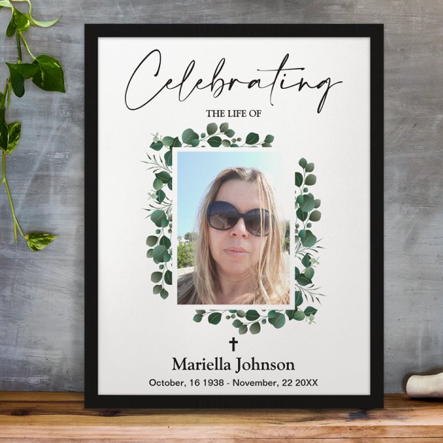 Celebrating the life Greenery Funeral Poster (Creator Uploaded)