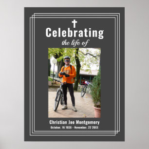 Celebrating the life Grey Photo Funeral Poster