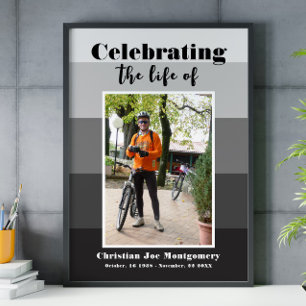 Celebrating the life Grey Photo Funeral Poster