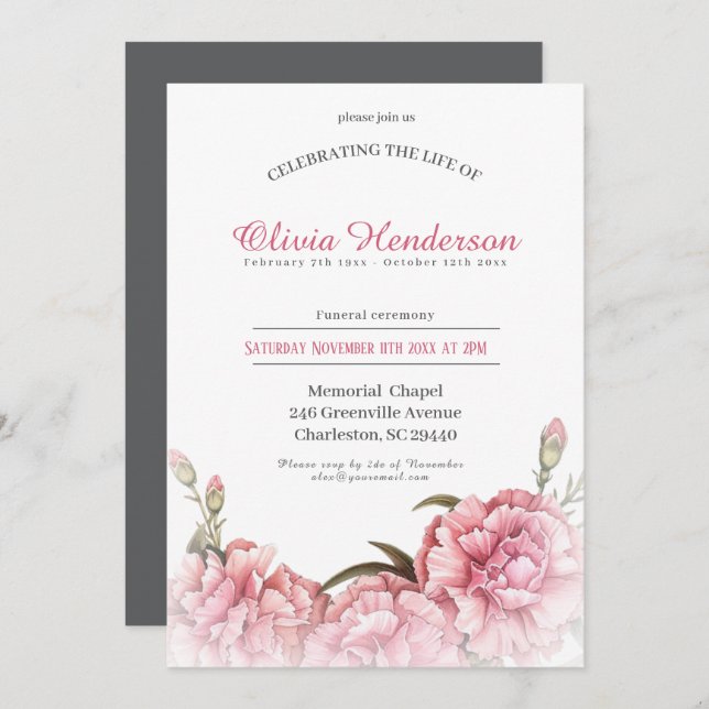 Celebrating the life of Floral Funeral  Invitation (Front/Back)
