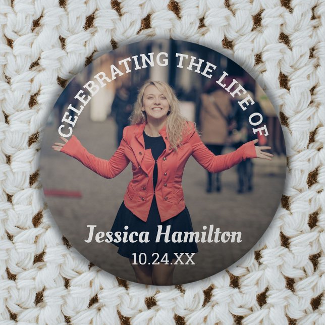Celebrating the Life of | Funeral Photo 7.5 Cm Round Badge (Creator Uploaded)