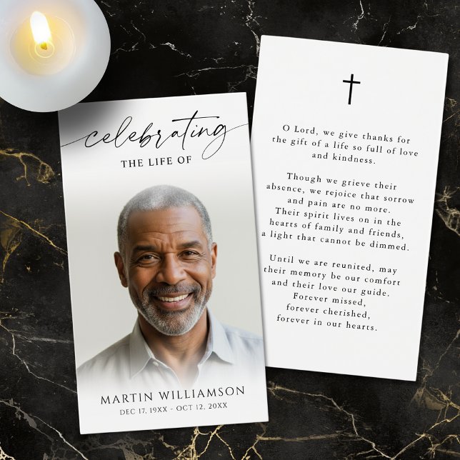 Celebrating the Life of Photo Cross Prayer Card (Creator Uploaded)