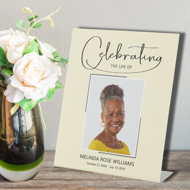 Celebrating the Life of Photo Memorial Funeral Pedestal Sign (Celebrating the Life Photo Funeral Pedestal Sign)