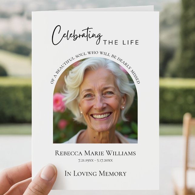 Celebrating The Life Photo Funeral Folded Programme (Celebrating The Life Photo Funeral Service Order Program)