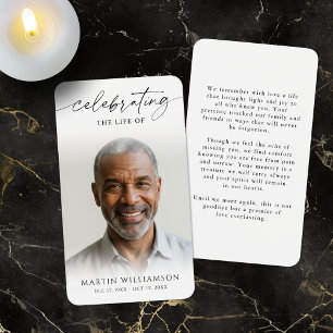 Celebrating the Life Photo Memorial Prayer Card