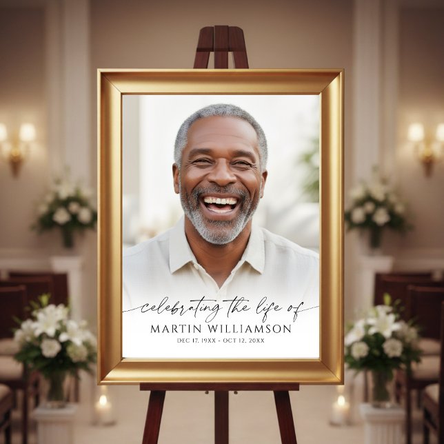 Celebrating the Life Photo Modern Script Memorial Poster (Creator Uploaded)