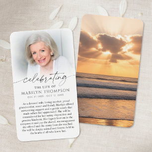 Celebrating the Life Sunset Photo Memorial Cards