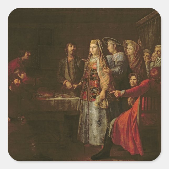 Celebrating the Wedding Agreement, 1777 Square Sticker (Front)